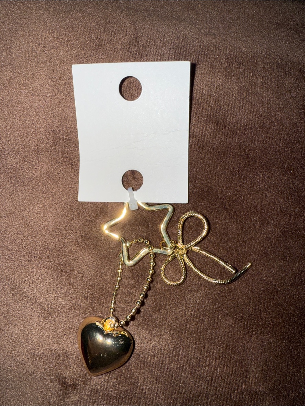 Gold Heart with Star and Bow keychain